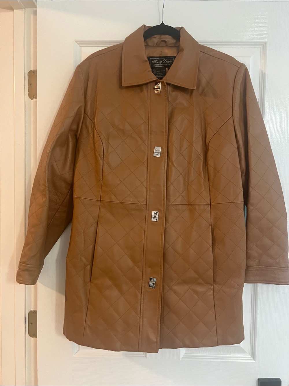 Quilted Leather Trench Coat in Camel by